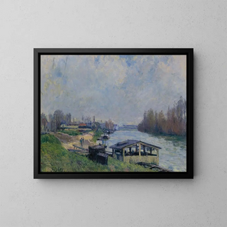 Le Lavoir de Billancourt - Alfred Sisley — framed artwork on a wall