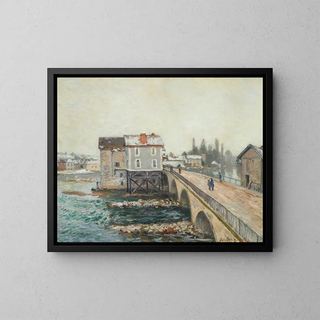 Le Pont de Moret et les Moulins, effet d'hiver - Alfred Sisley — framed artwork on a wall