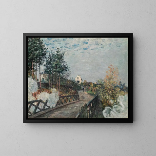 The railway bridge - Alfred Sisley — framed artwork on a wall