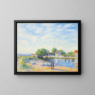 Les Oies de Saint-Mammes - Alfred Sisley — framed artwork on a wall