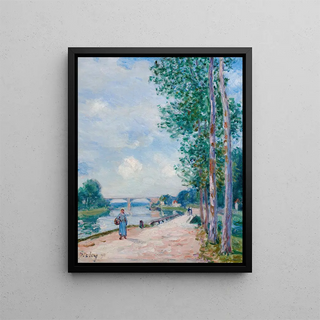 Les bords du Loing près de Moret - Alfred Sisley — framed artwork on a wall
