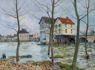 Les moulins de Moret en hiver - Alfred Sisley — artwork view