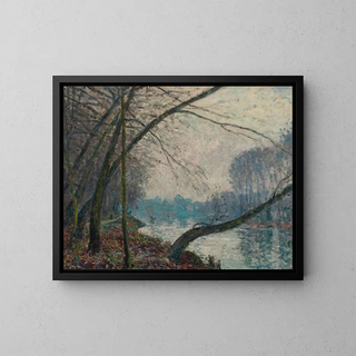 October Morning near Port-Marly - Alfred Sisley — framed artwork on a wall
