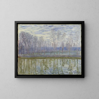 on the banks of the Loing - Alfred Sisley — framed artwork on a wall