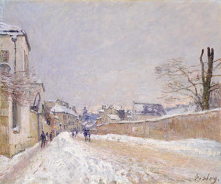 Rue Eugène Moussoir in Moret in winter - Alfred Sisley — artwork view