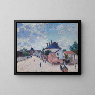 Rue à Moret - Alfred Sisley — framed artwork on a wall