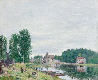 The shipyard at Moret-sur-Loing on a rainy day by Alfred Sisley — artwork view