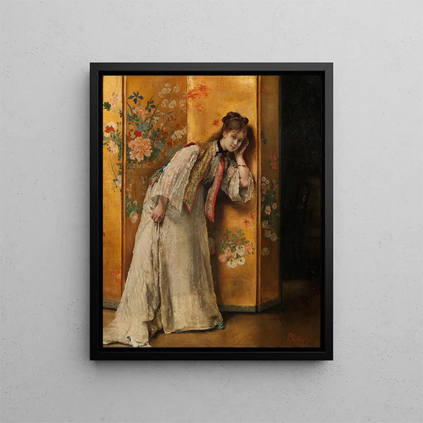 Curious Painting - Alfred Stevens — framed artwork on a wall