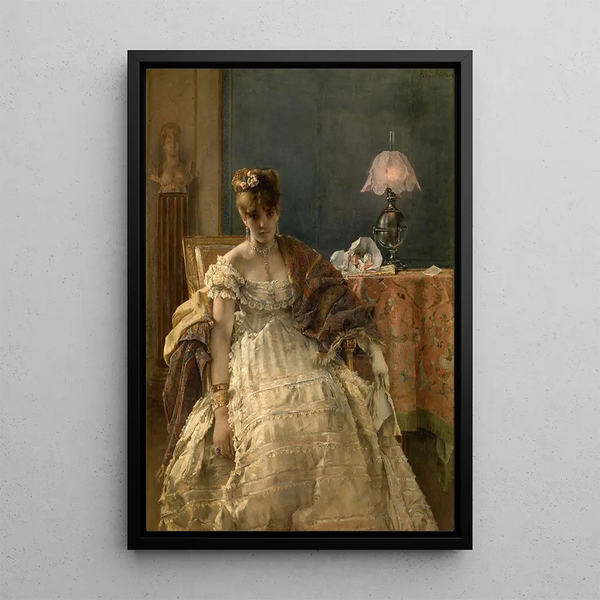 Desperate Painting - Alfred Stevens — framed artwork on a wall