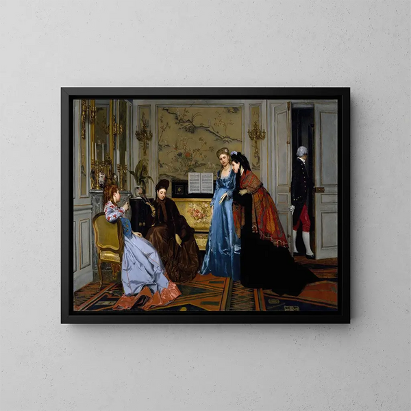 Elegant figures in a living room - Alfred Stevens — framed artwork on a wall