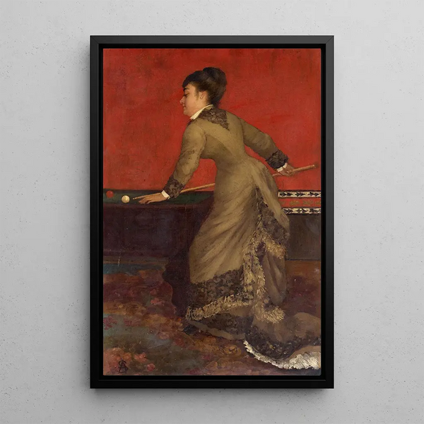 Elegant billiard painting - Alfred Stevens — framed artwork on a wall