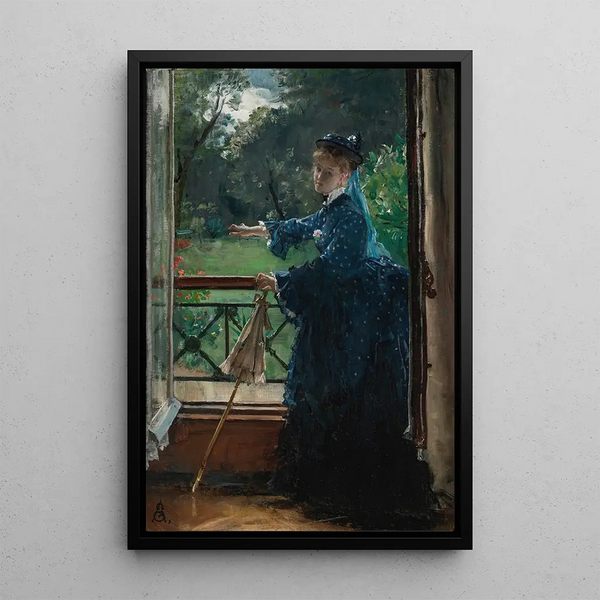 Woman at the Balcony - Alfred Stevens — framed artwork on a wall