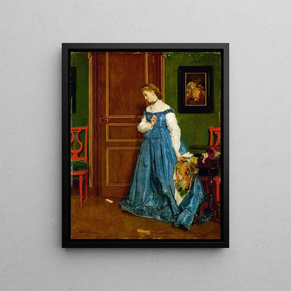 Hesitation Madame Monteaux - Alfred Stevens — framed artwork on a wall