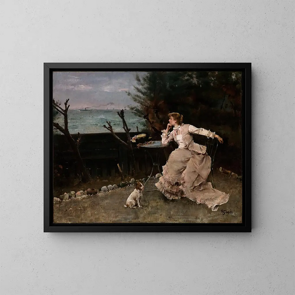 En pleine réflexion - Alfred Stevens — framed artwork on a wall