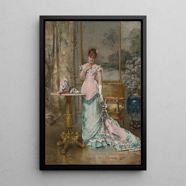 L'attente - Alfred Stevens — framed artwork on a wall