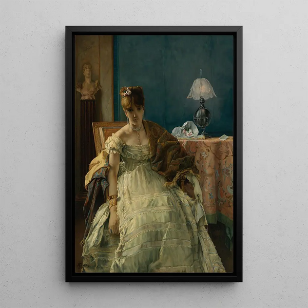 Amoureux transi - Alfred Stevens — framed artwork on a wall