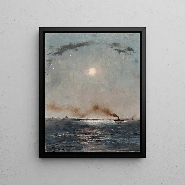 Marine Painting of the Night - Alfred Stevens — framed artwork on a wall