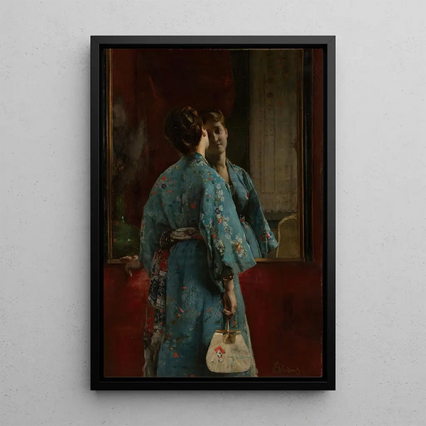 Reproduction of the painting The Japanese kimono - Alfred Stevens