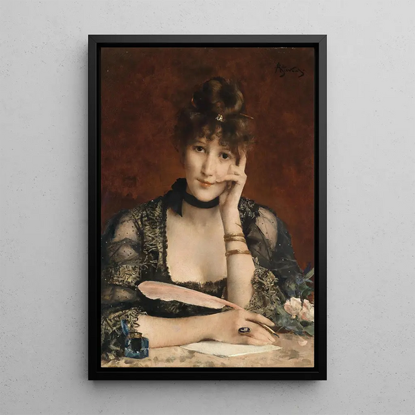 The Letter - Alfred Stevens — framed artwork on a wall