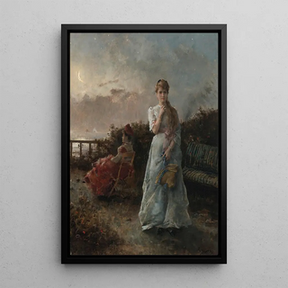 An Evening by the Sea - Alfred Stevens — framed artwork on a wall