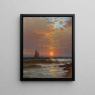 Sailboats at Sunset - Alfred Thompson Bricher — framed artwork on a wall