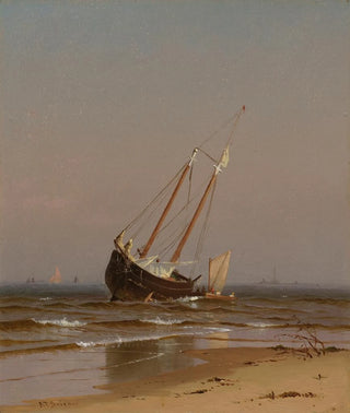 Seascape: stranded boat on Salisbury Beach - Alfred Thompson Bricher — artwork view