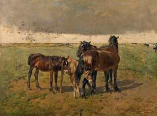 Colts in the paddock - Alfred Verwee — artwork view