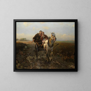 Promenade en voiture joyeuse - Alfred von Wierusz-Kowalski — framed artwork on a wall