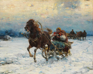 Joyful Sledging Walk - Alfred von Wierusz-Kowalski — artwork view