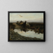 Chariots de paysans devant une flaque d'eau - Alfred von Wierusz-Kowalski — framed artwork on a wall