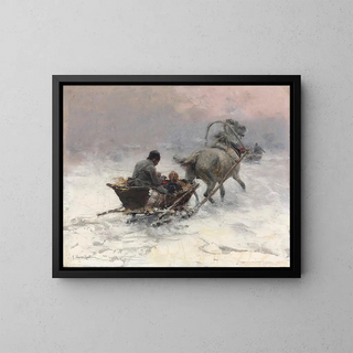Promenade en traîneau - Alfred von Wierusz-Kowalski — framed artwork on a wall