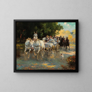 The Peasant Wedding - Alfred von Wierusz-Kowalski — framed artwork on a wall