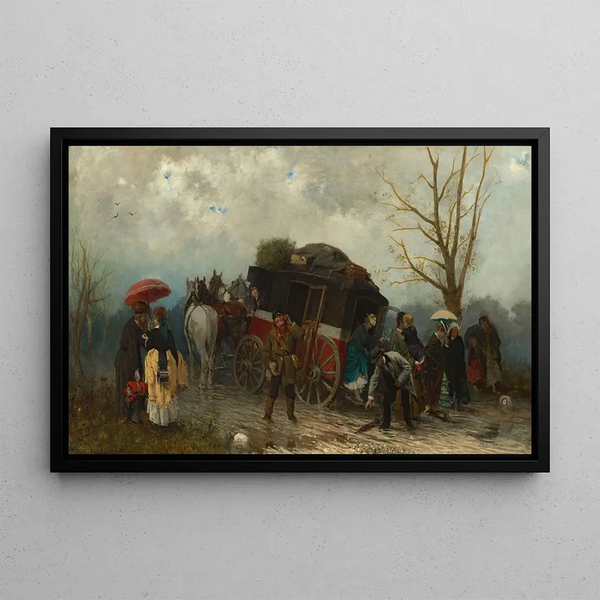 Accident de voyage - Alfred von Wierusz-Kowalski — framed artwork on a wall