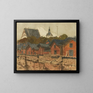 Rivages de Porvoo - Alfred William Finch — framed artwork on a wall