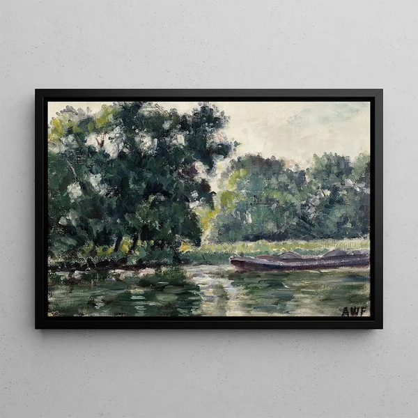 Richmond painting, a river landscape - Alfred William Finch — framed artwork on a wall