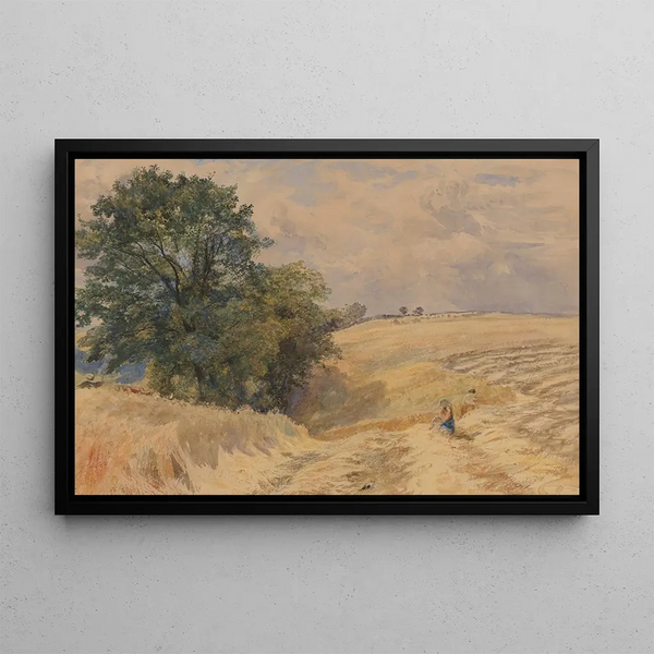The hayfield - Alfred William Hunt — framed artwork on a wall