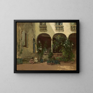 La cour des lauriers-roses - Alfred Withers — framed artwork on a wall