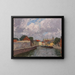 a canal with boats in front of a city - Alfred Zoff — framed artwork on a wall
