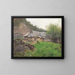 a landscape with a hut - Alfred Zoff — framed artwork on a wall