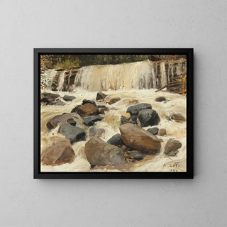 A dam on the river - Alfred Zoff — framed artwork on a wall