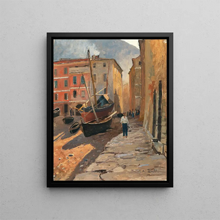 A View of the Riviera - Alfred Zoff — framed artwork on a wall