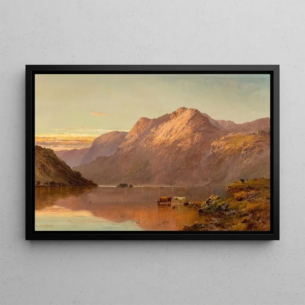 Highland Landscape Painting - Alfred de Bréanski — framed artwork on a wall