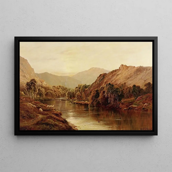 La Dee near Balmoral - Alfred de Bréanski — framed artwork on a wall
