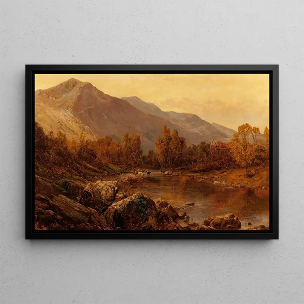 The Llangollen Valley - Alfred de Bréanski — framed artwork on a wall