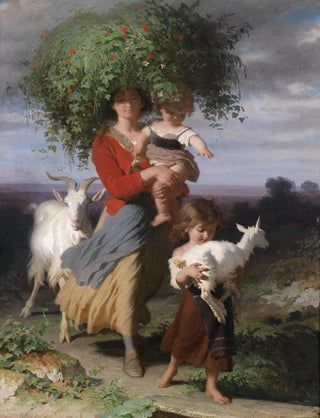 A mother with her children on the way home - Alfred van Muyden — artwork view