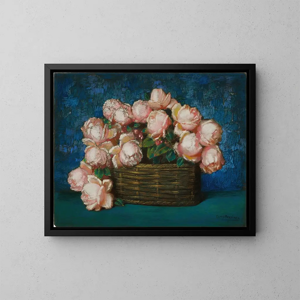 Flower Basket Painting - Alfredo Ramos Martínez — framed artwork on a wall