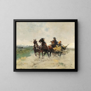 Return home after the fields - Alfredo Tominz — framed artwork on a wall