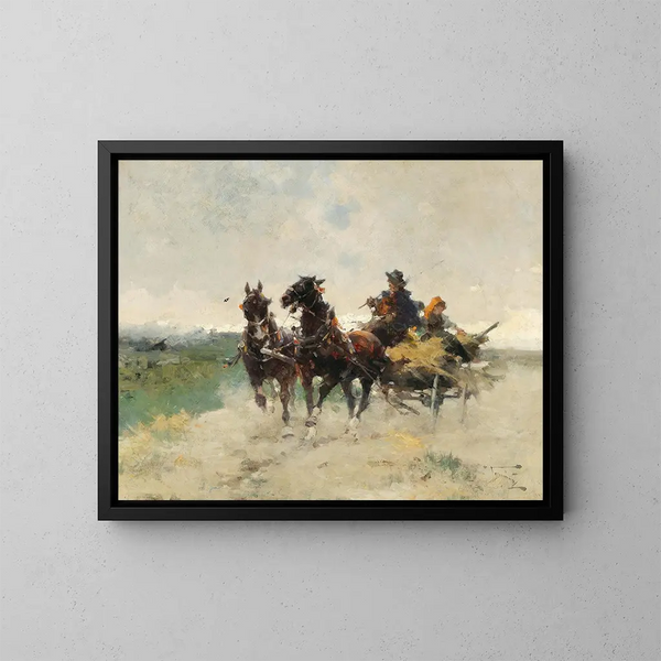 Return home after the fields - Alfredo Tominz — framed artwork on a wall