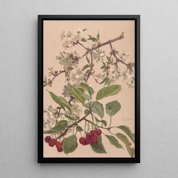 Reproduction of the painting of a cherry branch watercolor painting - Alice Bailly