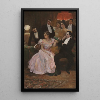 Reproduction of the painting of a formal meeting - Alice Barber Stephens